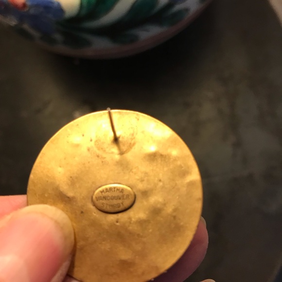 Martha Sturdy, Canadian designer, vintage, pierced,faux turquoise,gold wash - Picture 2 of 3